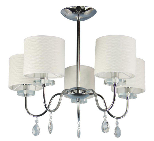 Lampa wisząca chromowana biała ESTERA 5xE14x40W wym: 56x58x58 cm Candellux 373337