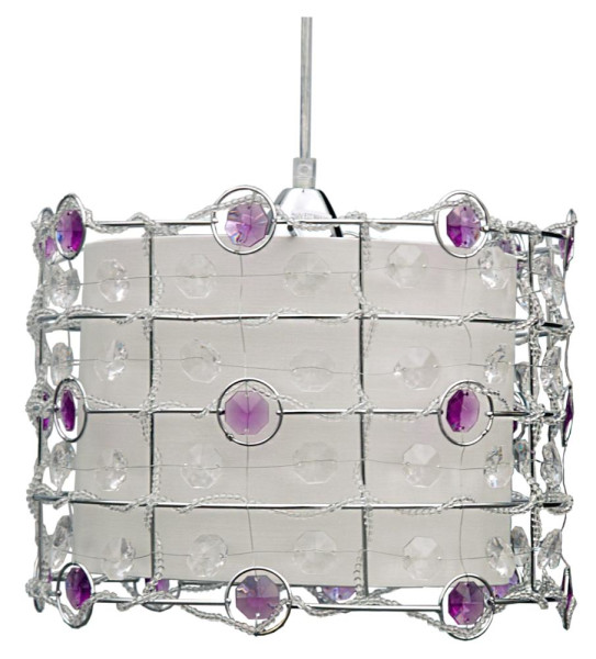 Lampa wisząca chromowana-biała-fioletowa SENECA 1xE27x40W Candellux 924120