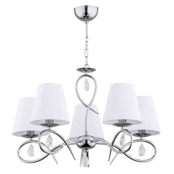 Lampa wisząca chromowana biała-przezroczysta SYNA 5xE14x10W Alfa 856616