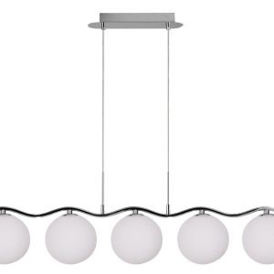 Lampa wisząca chromowana-biała RAMON 5xG9x40W wym: 114x86x12 cm Candellux 923528 Lampa wisząca chromowana-biała RAMON 5xG9x40W wym: 114x86x12 cm Candellux 923528