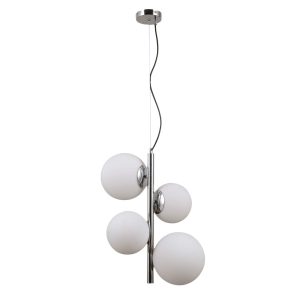 Lampa wisząca chromowana biała Riga 4xE14x5W wym: 120x41x41 cm Italux 854359