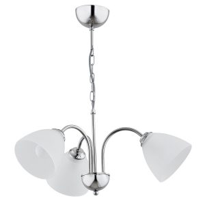 Lampa wisząca chromowana biała TORA 3xE27x15W wym: 55x48x48 cm Alfa 836249