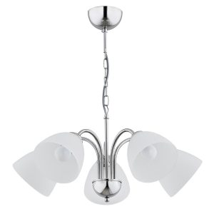 Lampa wisząca chromowana biała TORA 5xE27x15W wym: 55x48x48 cm Alfa 836172