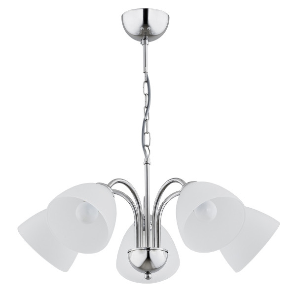 Lampa wisząca chromowana biała TORA 5xE27x15W wym: 55x48x48 cm Alfa 836172
