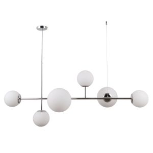 Lampa wisząca chromowana biała Vailante 6xE14x5W wym: 110x115x54 cm Italux 815700