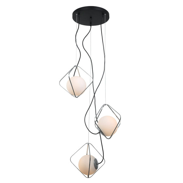 Lampa wisząca chromowana czarna-biała Canto 3xE27x40W Italux 854233
