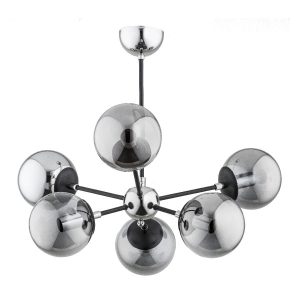 Lampa wisząca chromowana czarna-dymiona MELODY 6xE14x10W Alfa 841876 Lampa wisząca chromowana czarna-dymiona MELODY 6xE14x10W Alfa 841876