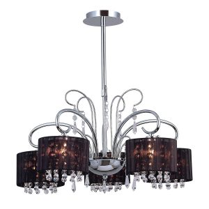 Lampa wisząca chromowana czarna SPAN 5xE14x40W wym: 60x50x50 cm Italux 854512 Lampa wisząca chromowana czarna SPAN 5xE14x40W wym: 60x50x50 cm Italux 854512