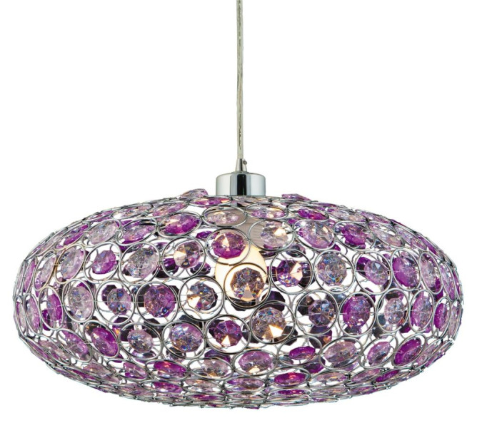 Lampa wisząca chromowana-fioletowa CRISTY 1xE27x60W Candellux 924221