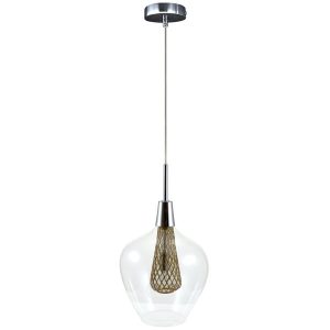 Lampa wisząca chromowana przezroczysta-złota DYSON 1xG9x5W Polux 852758 Lampa wisząca chromowana przezroczysta-złota DYSON 1xG9x5W Polux 852758
