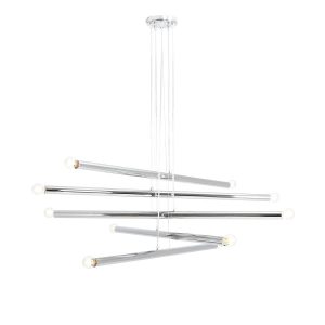 Lampa wisząca chromowana Tubo 10xE14x40W wym: 105x100x25 cm Aldex 854437 Lampa wisząca chromowana Tubo 10xE14x40W wym: 105x100x25 cm Aldex 854437