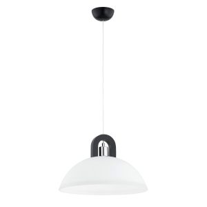 Lampa wisząca ciemne drewno-biała-chromowana MIGOT 1xE27x15W Alfa 841917 Lampa wisząca ciemne drewno-biała-chromowana MIGOT 1xE27x15W Alfa 841917