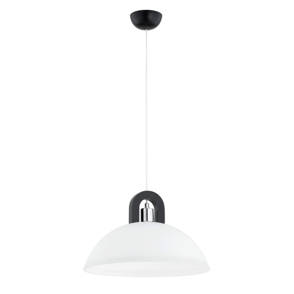 Lampa wisząca ciemne drewno-biała-chromowana MIGOT 1xE27x15W Alfa 841917