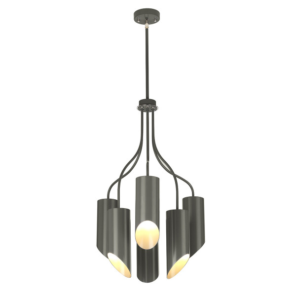 Lampa wisząca ciemnoszara-polerowany nikiel Quinto 6xE27x8W Elstead 850142