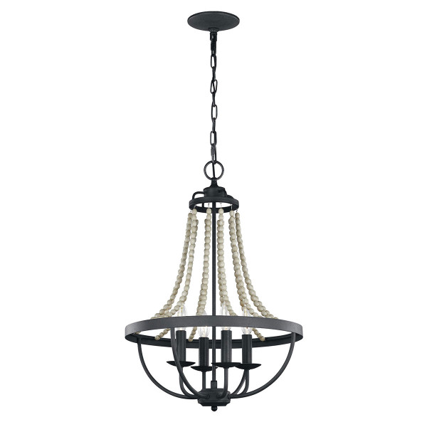 Lampa wisząca ciemny postarzany cyno-jasne drewno Nori 4xE14x40W Feiss 849237