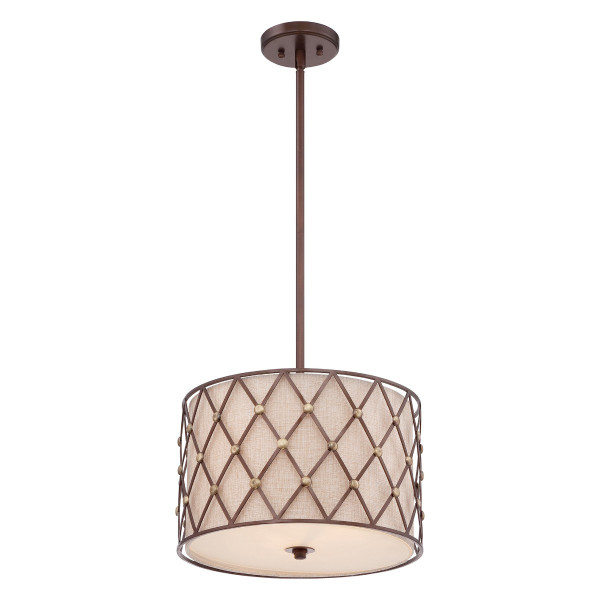 Lampa wisząca ciepła miedź Brown Lattice 3xE27x100W Quoizel 849213