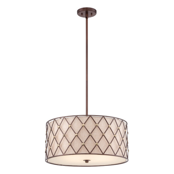 Lampa wisząca ciepła miedź Brown Lattice 4xE27x100W Quoizel 849258