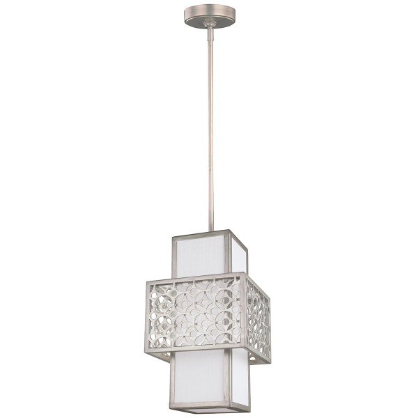 Lampa wisząca ciepłe srebro Kenney 1xE27x60W wym: 151,8x20,3x20,3 cm Feiss 849234