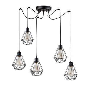 Lampa wisząca Cinque Ragno Diamante żyrandol pająk druciany loft czarna 1043618 Lampa wisząca Cinque Ragno Diamante żyrandol pająk druciany loft czarna 1043618