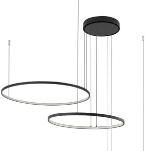 Lampa wisząca CIRCOLO czarna stal aluminium LED 140 cm 1072180