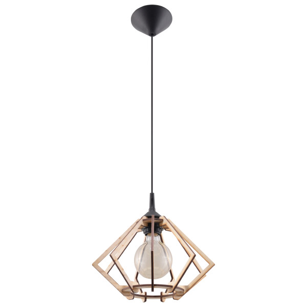 Lampa wisząca CITRUS czarna-naturalne drewno 1xE27x60W IP20 Pure Lume 1018892