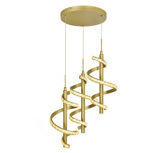 Lampa wisząca Claret LED 3-punktowa metalowa złota 593764