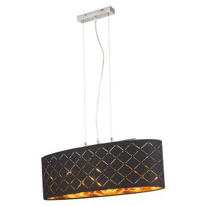 Lampa wisząca Clarke 3-punktowa tkaninowa czarno-złota 24138