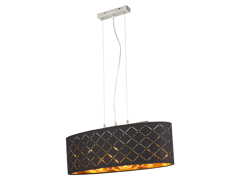 Lampa wisząca Clarke 3-punktowa tkaninowa czarno-złota 24138