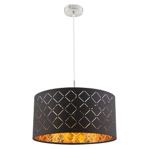 Lampa wisząca Clarke tkaninowa tkaninowa czarno-złota 23626