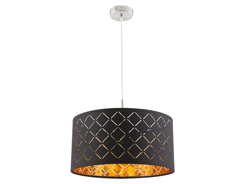 Lampa wisząca Clarke tkaninowa tkaninowa czarno-złota 23626
