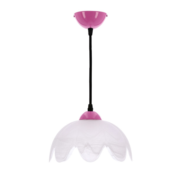 Lampa wisząca Colori biały klosz różowo-biała 1xE27x60W IP20 Candellux 989724