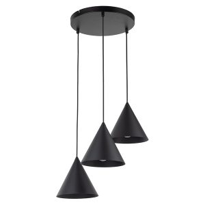 Lampa wisząca Cono Black 3-punktowa 140 cm metalowa czarna 266231 Lampa wisząca Cono Black 3-punktowa 140 cm metalowa czarna 266231