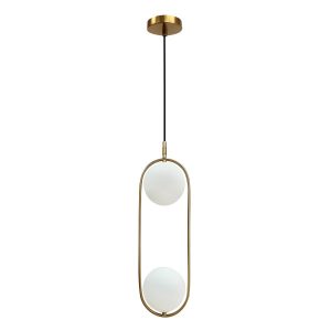 Lampa wisząca CORDEL złoty szczotkowany 2x28w g9 klosz biały 796602