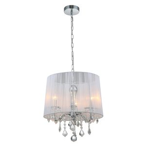 Lampa wisząca Cornelia 3-punktowa kryształowa biała 34958