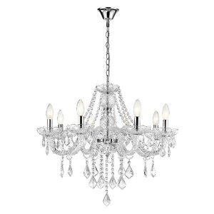 Lampa wisząca Cristallo 8-punktowa szklana srebrna 48072