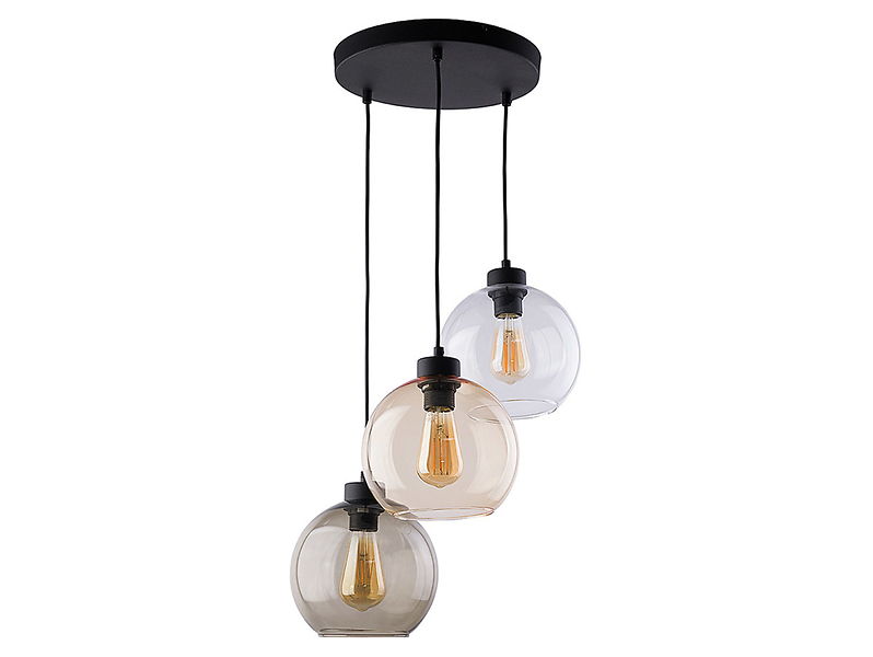 Lampa wisząca Cubus 3-punktowa szklana czarna 53919