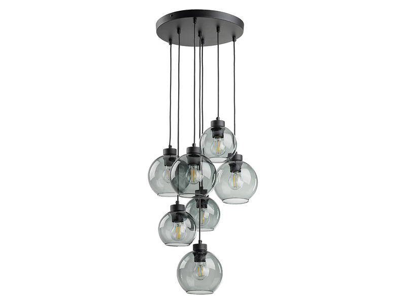 Lampa wisząca Cubus 7-punktowa szklana grafitowa 296139