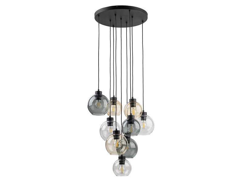 Lampa wisząca Cubus 9-punktwa szklana grafitowo-czarna 296142
