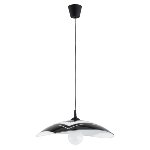 Lampa wisząca CZANI klosz z białym wzorem czarna 1xE27x15W IP20 Alfa 1025286