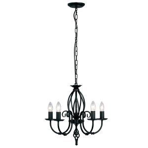 Lampa wisząca czarna Artisan 5xE14x60W wym: 94x47x47 cm Elstead 850949