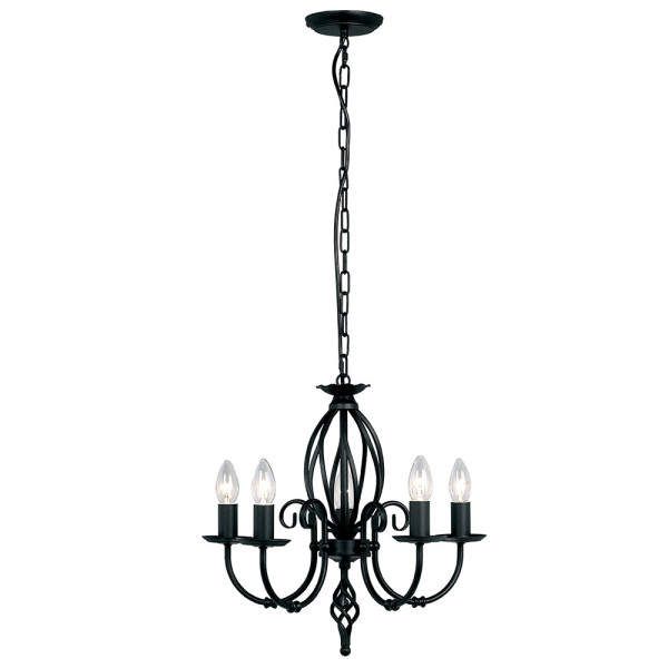 Lampa wisząca czarna Artisan 5xE14x60W wym: 94x47x47 cm Elstead 850949