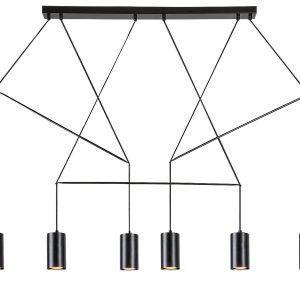 Lampa wisząca czarna Aslaug 6xGU10x15W wym: 85x117x6,5 cm Rabalux 854294