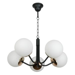 Lampa wisząca czarna białe kule do kuchni EDYLIT 5xE14 SOFIA 15-290 1048283 Lampa wisząca czarna białe kule do kuchni EDYLIT 5xE14 SOFIA 15-290 1048283