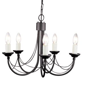 Lampa wisząca czarna Carisbrooke 5xE14x60W wym: 110,5x47x47 cm Elstead 857815