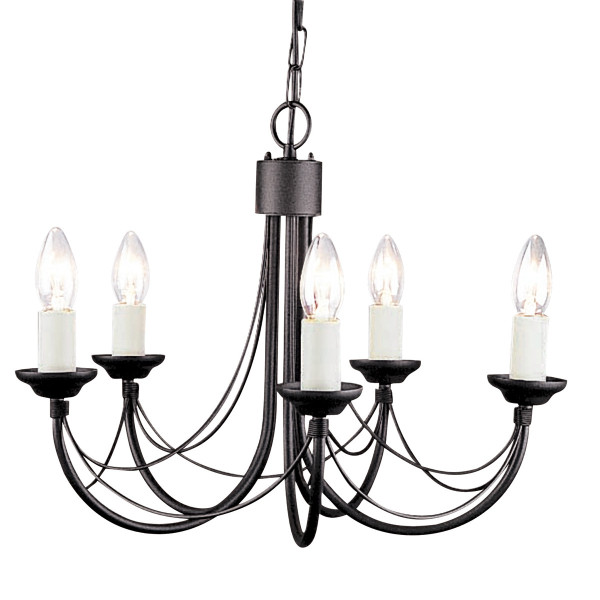 Lampa wisząca czarna Carisbrooke 5xE14x60W wym: 110,5x47x47 cm Elstead 857815