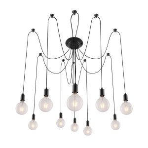 Lampa wisząca czarna Caspar 10xE27x40W wym:100x80x80 Rabalux 964453