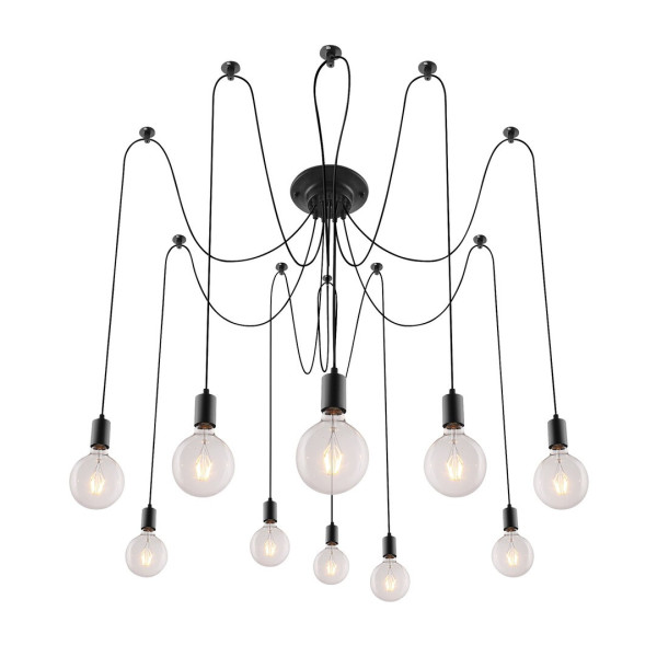 Lampa wisząca czarna Caspar 10xE27x40W wym:100x80x80 Rabalux 964453