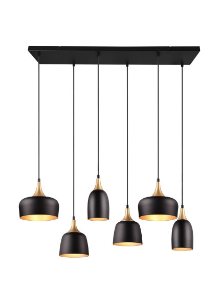 Lampa wisząca czarna CHIRAZ 6xE27x25W wym: 150x90,5x32,5 cm Trio 850306