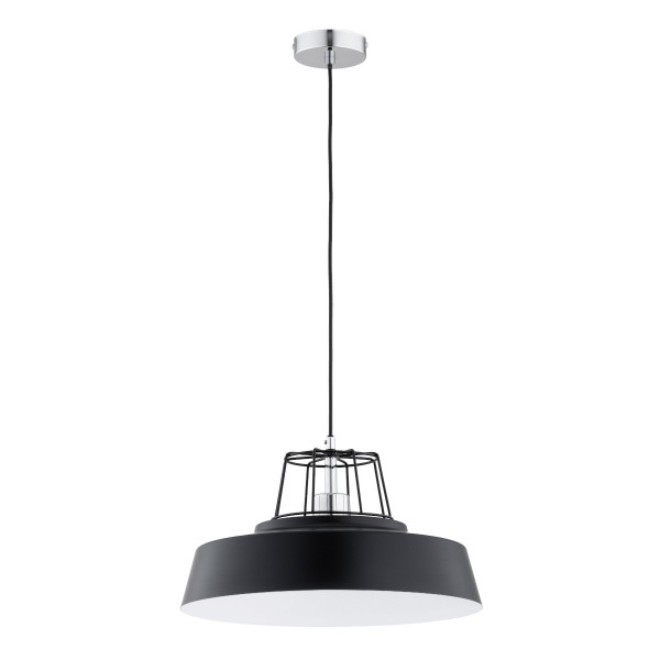 Lampa wisząca czarna-chromowana-biała IZOLA 1xE27x15W wym: 75x40x40 cm Alfa 854214
