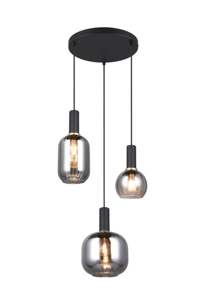 Lampa wisząca czarna-chromowana DIVA 3xE27x10W wym: 150x38x30 cm Trio 837780